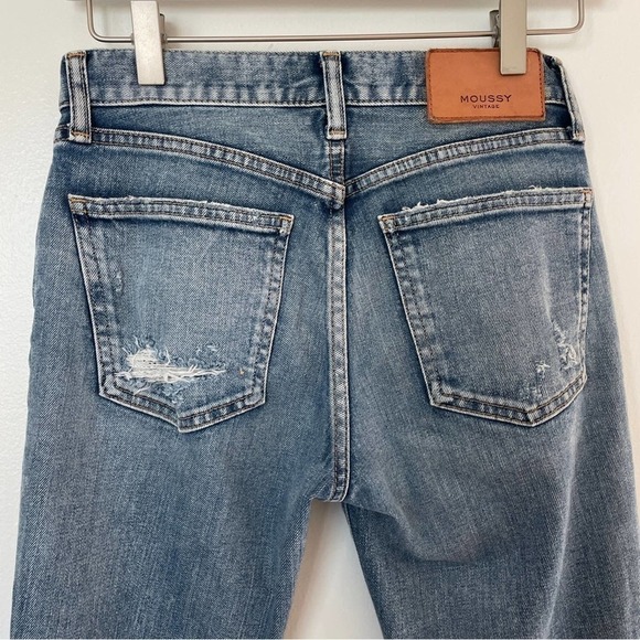 MOUSSY VINTAGE Ithan Distressed Raw Hem Ripped Ankle Mid-Rise Stretch Jeans 24 - Picture 9 of 15
